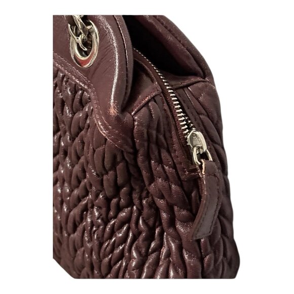 Vintage Leather Suarez Shoulder Bag Burgundy Braided Chain Strap Medium - Picture 8 of 16